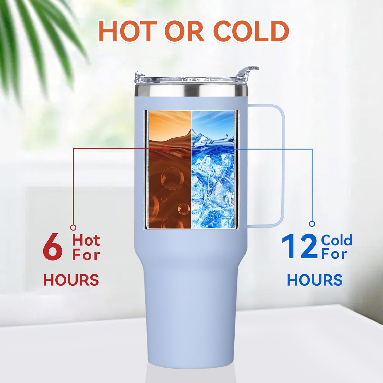 HASLE OUTFITTERS 40 oz Stainless Steel Tumbler with Handle, Vacuum Insulated Tumblers Bulk, Reusable Double Wall Travel Coffee Mug, Durable Powder Coated Water Bottle(Blue, 1) - Image 2