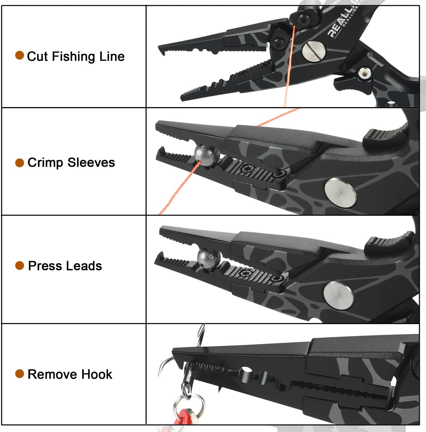 Aluminum Fishing Pliers Hook Remover Tool Kits and Accessories 8 in 1 Combo, Fishing Quick Nail Knot Tying Tools, Stainless Split Ring Forceps and Pliers for Salmon and trout Gears Assortment : Sports & Outdoors