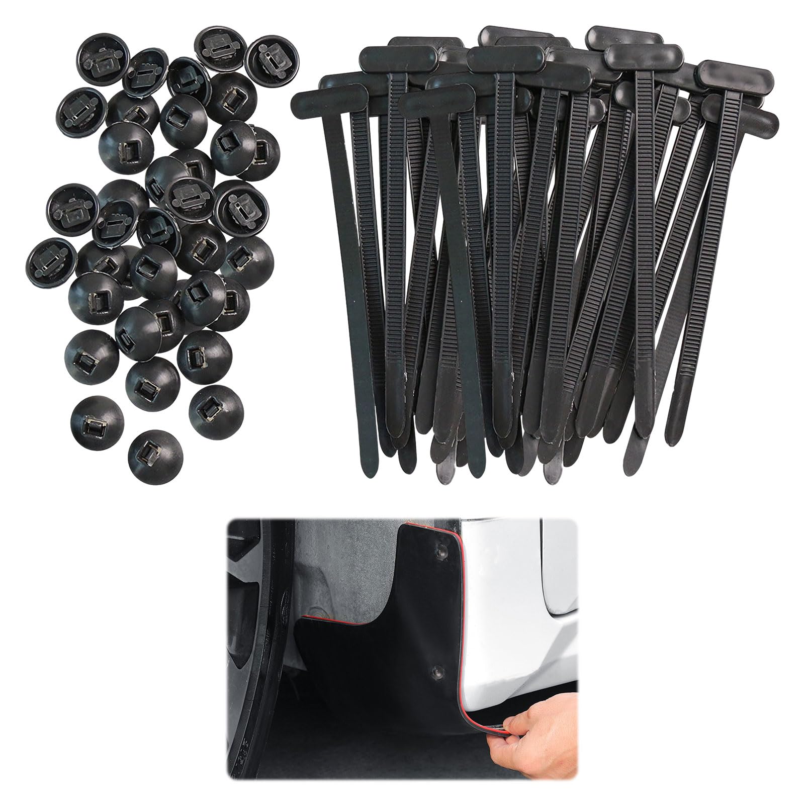 100Pcs Cable Tie Buckle Nylon Universal Cable Tie Buckle Zip Ties Heavy Duty Self-Locking Cable Ties Black Zip Tie Clips Cable T ie Clips for Car Daily Repair Bumper Retainer Clip Car Rivet Fasteners