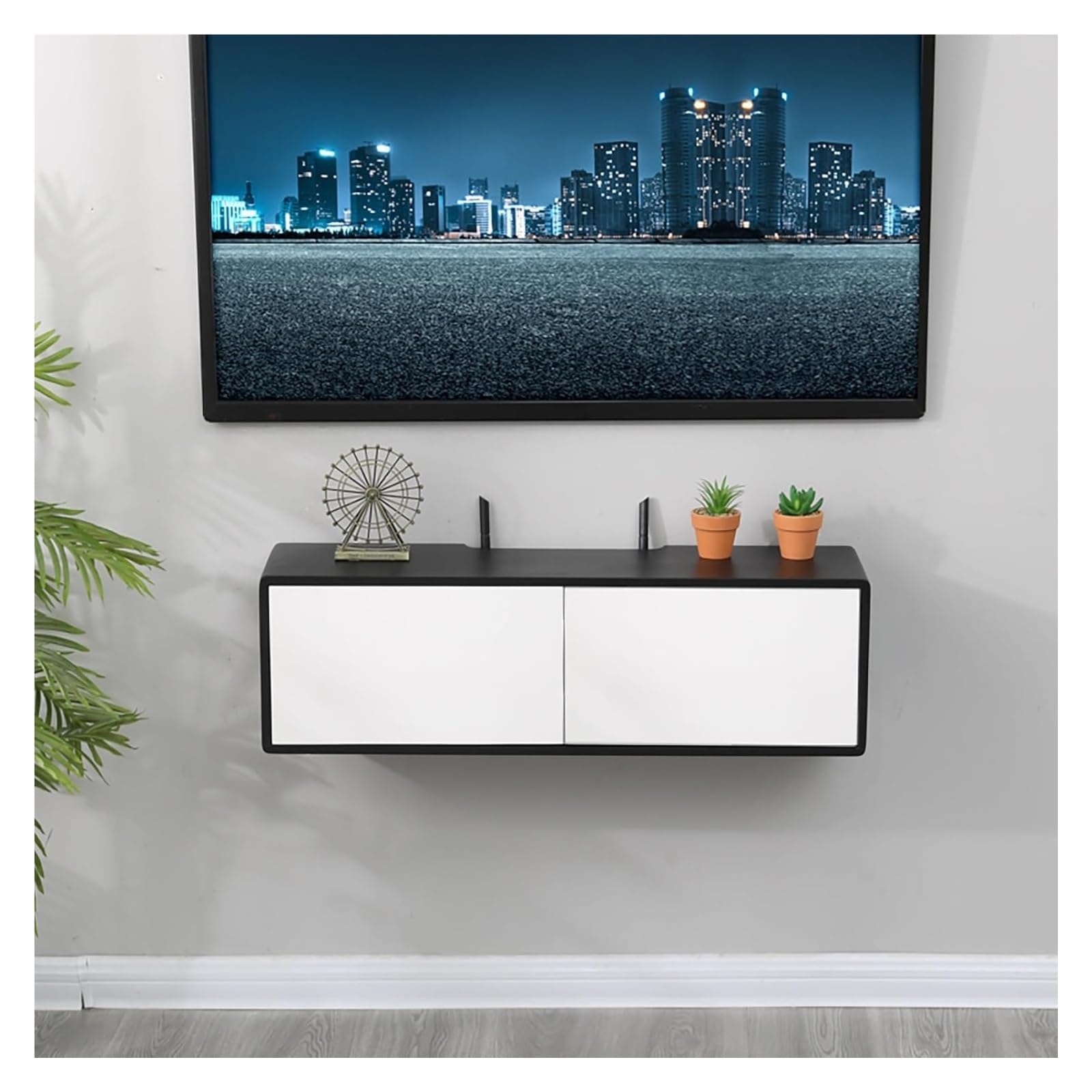 Scatola portaoggetti per Router WiFi, Supporto per decoder in Legno, Copertura Decorativa da Parete per riporre Il Router WiFi (Nero, 100 cm / 39,4 Pollici)