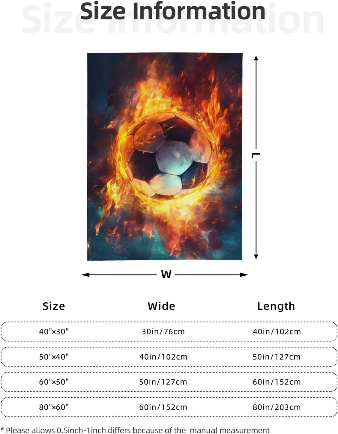 Soccer Ball Throw Blankets 60"x50" Lightweight Flannel Fleece Cozy Soft Blanket Home Decor for Couch Bed Sofa Bedroom Living Room Travel Birthday Christmas All Season