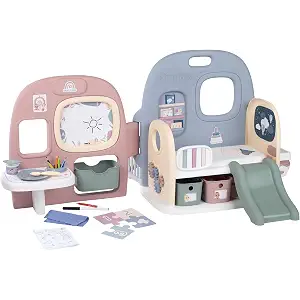Smoby - Guardería de Juguete Baby Care Muñecos (no Incluido), 5 Áreas de Juego: Comedor, Zona Descanso, Zona de Juego, Entrada, Aseo, 27 Accesorios, Plegable, Juguete Niños Niñas 3 Años (7600240307)