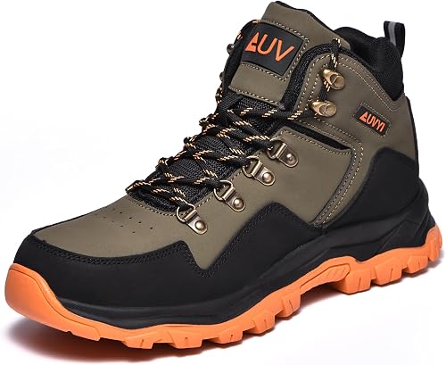 AUVYI Waterproof Steel Toe Work Boots for Men - Wide Toe Comfortable Non Slip Sa
