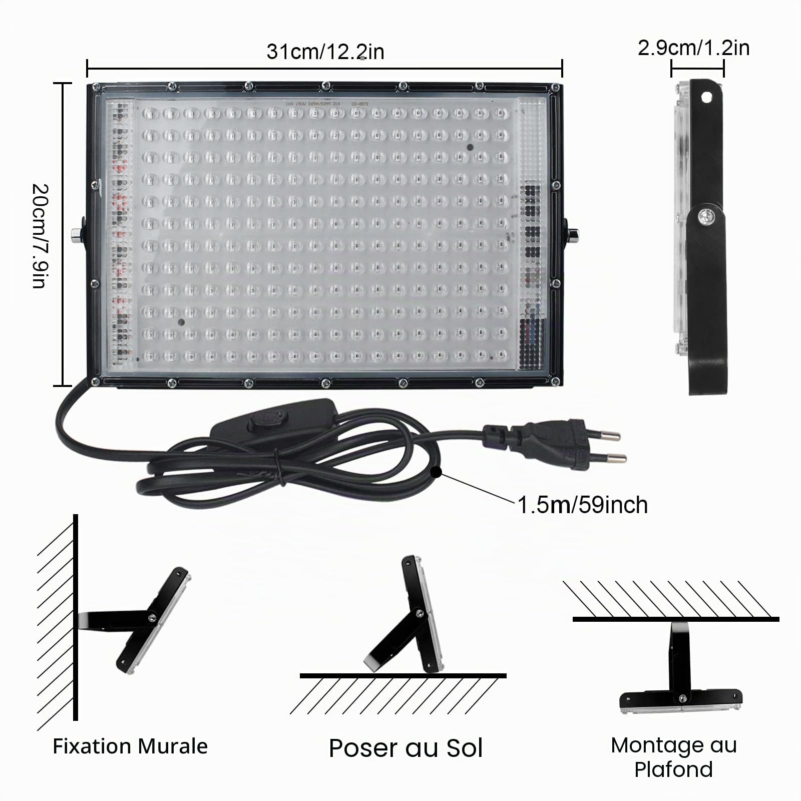 CREATESTAR Lumiere Noire LED 150W Lot de 2, Projecteur Lumière UV Extérieur, 395-400nm, Lumière Violette de Fête IP65 étanche pour Bar, Halloween, Soirée, Aquarium, Néon, Effets Fluorescents