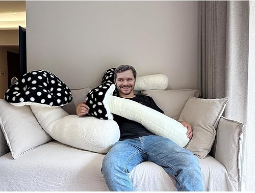 Miniatura 8 de Hofun4U Almohada de felpa de hongos Almohada larga de peluche en forma de hongo de 39 pulgadas Almohada rellena de hongos Elección de cumpleaños