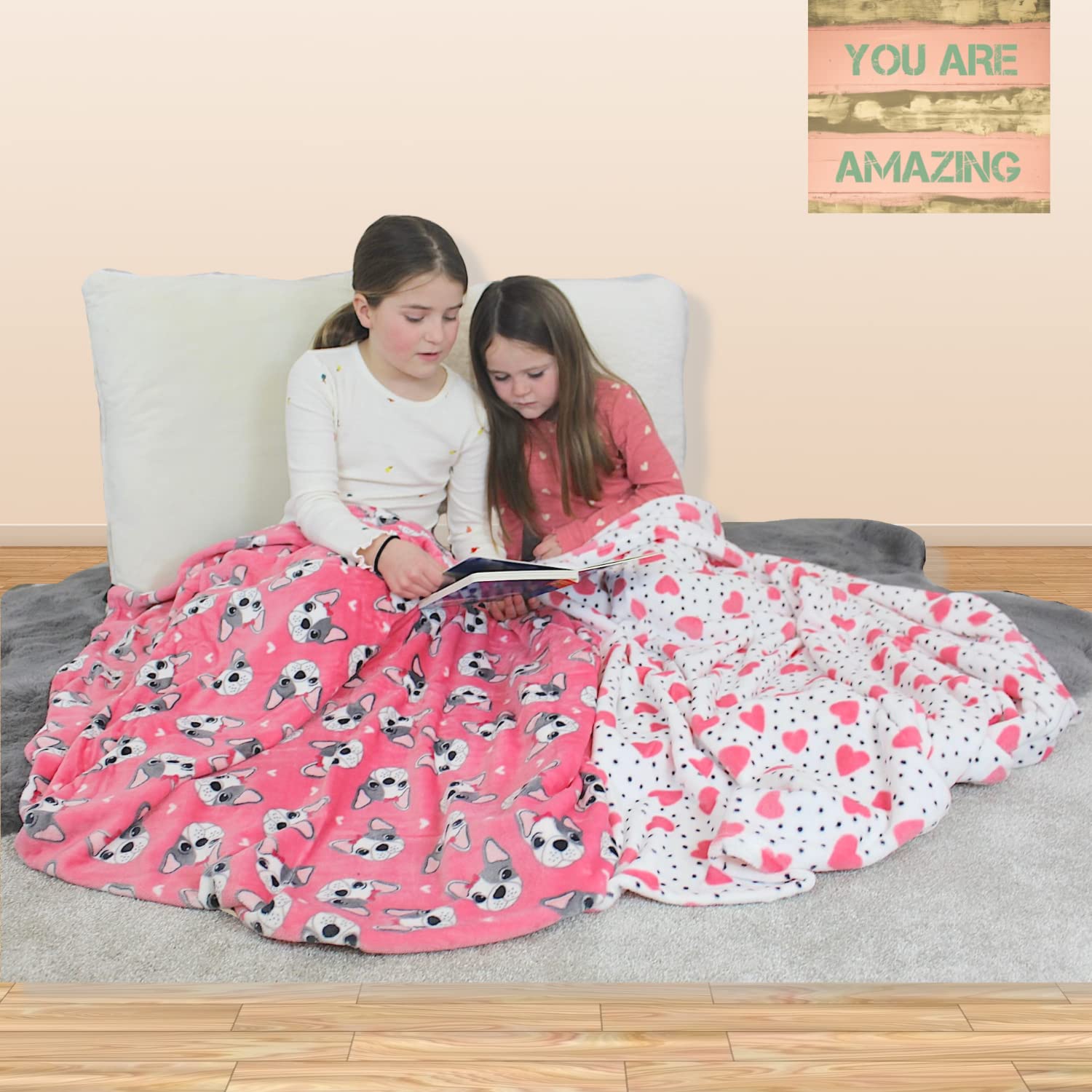 Große Herz-Überwurfdecke Aus Weichem Fleece – Mit Rosa Herzen | Kuscheldecke Für Couch, Sofa & Bett