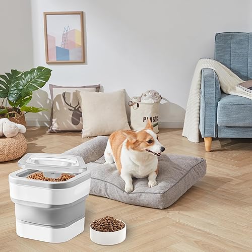 Miniatura 6 de Ninodemu Contenedor plegable de almacenamiento de alimentos para perros, contenedor hermético de almacenamiento de alimentos para mascotas de 15