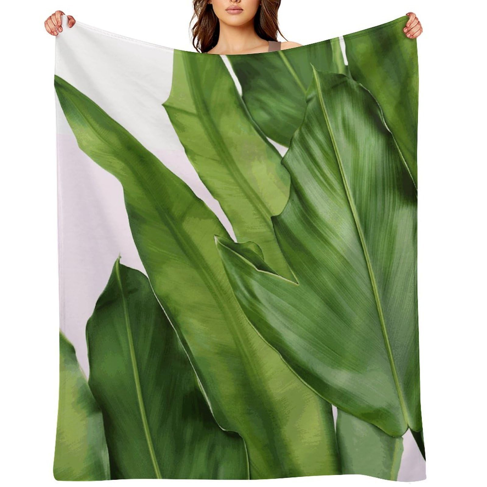 Fekiloot Style Fresh Banana Leaves Throw Blankets Camping Blanket30 X40