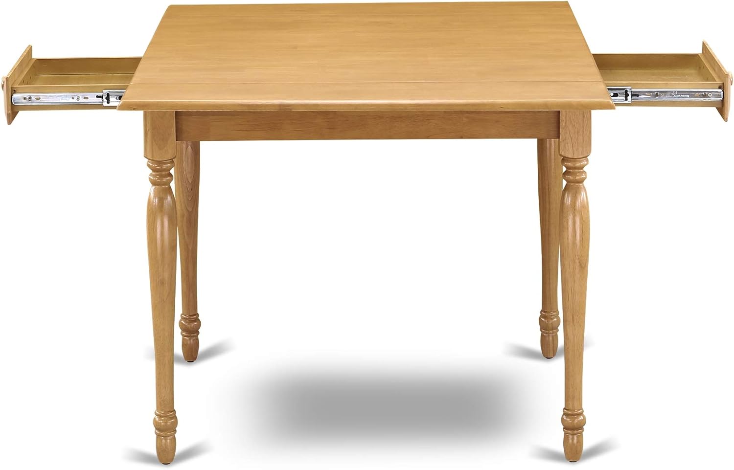 East West Furniture MZDR3-OAK-16 3 Piece Kitchen Table & Chairs Set Contains a Rectangle Dining Room Table with Dropleaf and 2 Dark Khaki Linen Fabric Parsons Chairs, 36x54 Inch, Oak