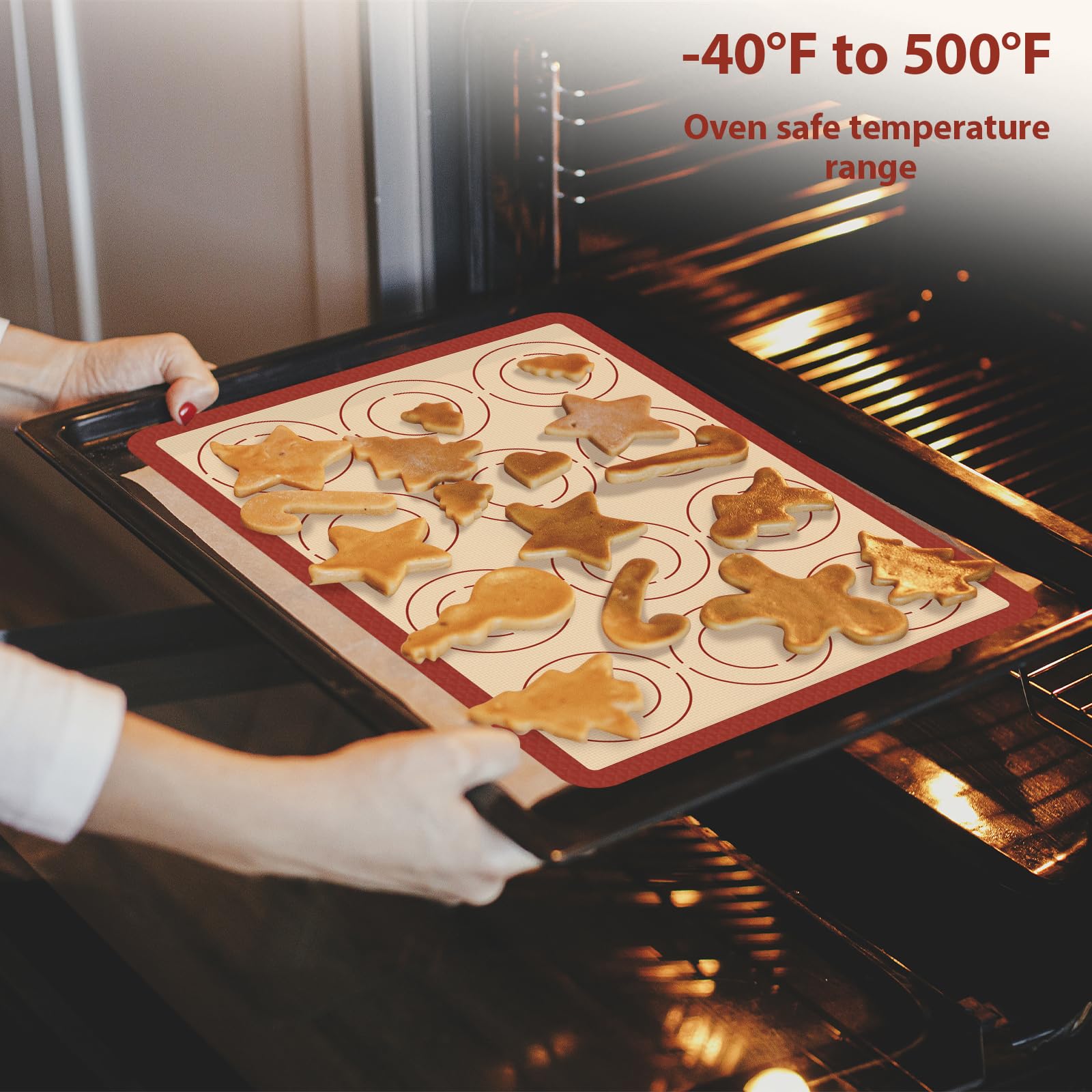 Silikon Backmatte 6er Set, Macaron Silikon Backmatte für Backbleche, Antihaft & Wiederverwendbar Silikonmatten zum Backen von Macarons, Keksen, Gebäck, Pizza