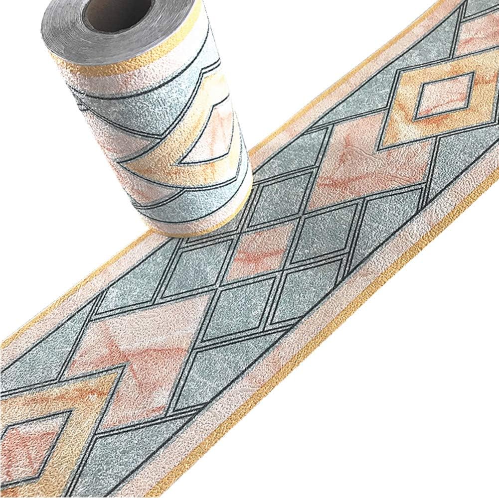 3D Self Adhesive Blue Diamond Waterproof Wallpaper Border Peel and Stick for Bathroom Kitchen Counter Top Tiles Sticker,4 Inch by 16.5 Feet