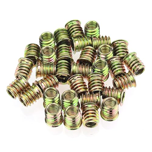 Miniatura 91 de Insertos roscados de 5/16"-0.709 x 0.984 in, acero al carbono chapado en zinc, con llave hexagonal para tornillos de muebles de madera, 26 piezas