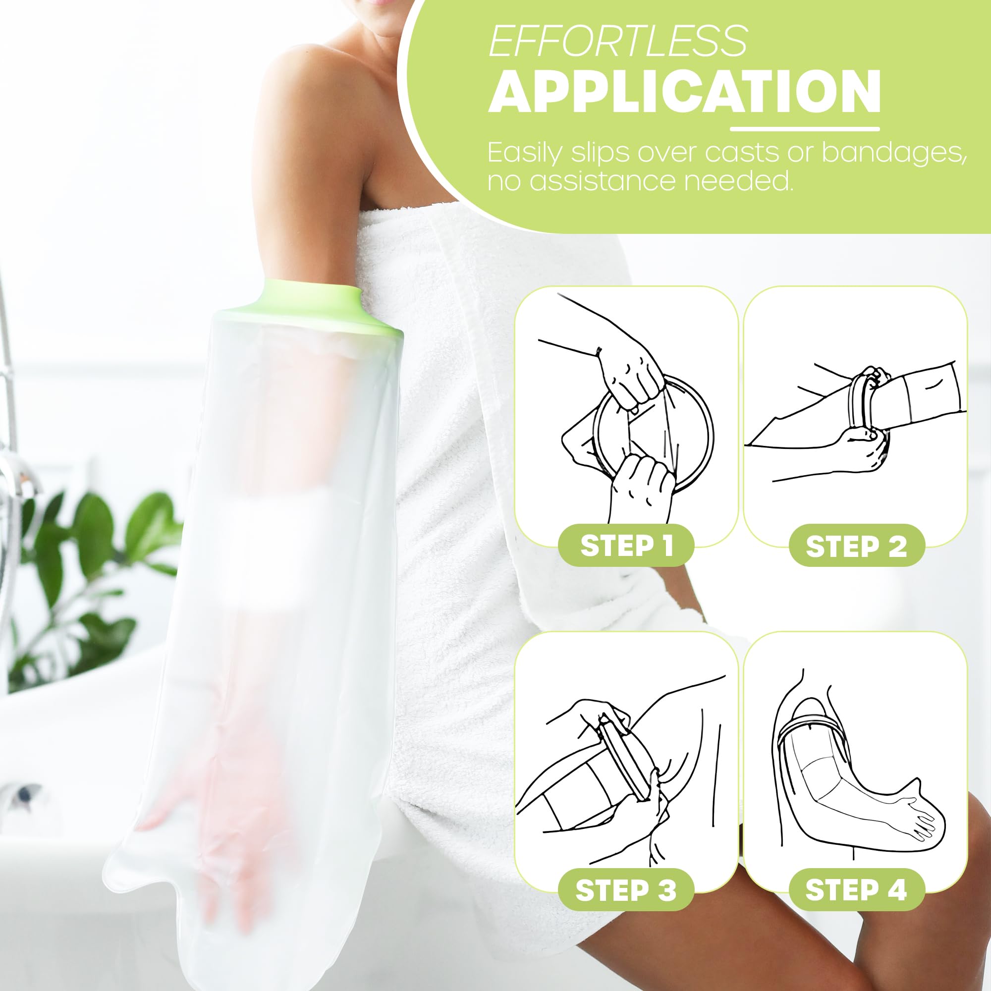 CASTGUARD Premium Silicone Waterproof Shower & Bath Protector (Adult Short Arm) - Image 2