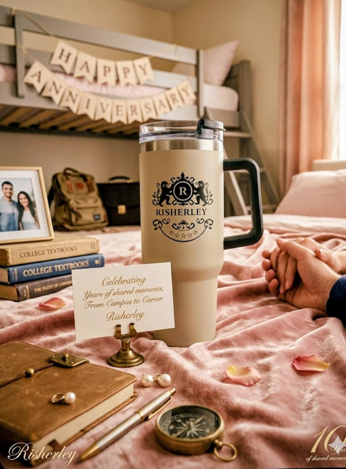 TUMBLER WITH HANDLE AND STRAW 40 OZ,BEIGE,100 LEAK PROOF BPA-FREE,constructed with durable stainless steel,ideal to keep your drink hot or cold as you please.