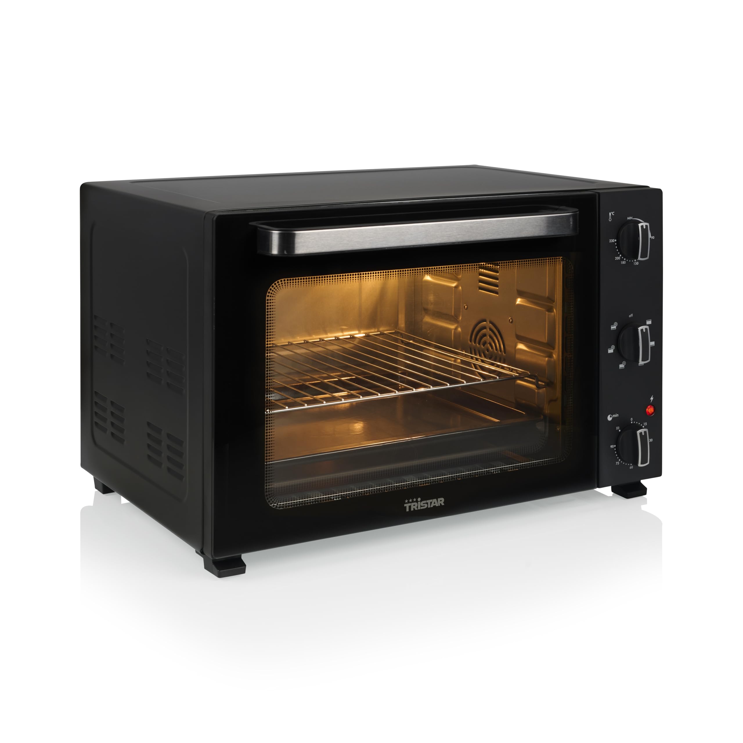 Tristar Forno a Convezione 48 L, 1800 W, Ventilato con 6 Programmi, Timer 90 Minuti, Porta Doppio Vetro, Luce Interna, Teglia e Griglia, OV-3665