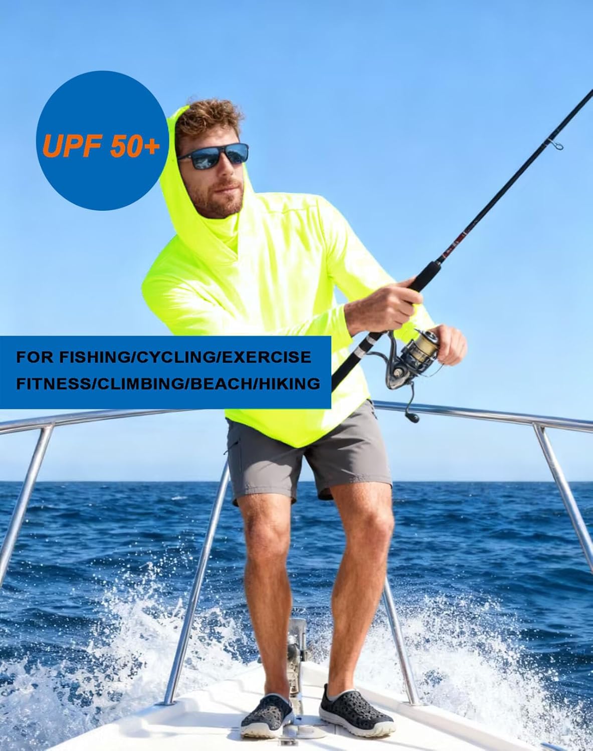 LeeHanTon Men's Long Sleeve Shirts with Mask UPF 50+ Sun Protection Cooling Hoodie Fishing Shirt Hiking Cycling T-Shirts