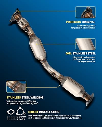 Vista 46 de PHILTOP Convertidor catalítico de alto flujo para Encore 1.4L 2013-2021, Cruze 1.4L 2011-2015, Cruze Limited 1.4L 2016, Sonic 1.4L 2012-2020, Trax