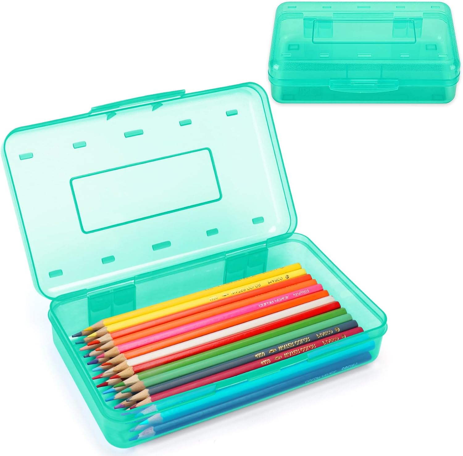 Clear Plastic Hard Pencil box Case with Personalized Sticker for Girl Boy