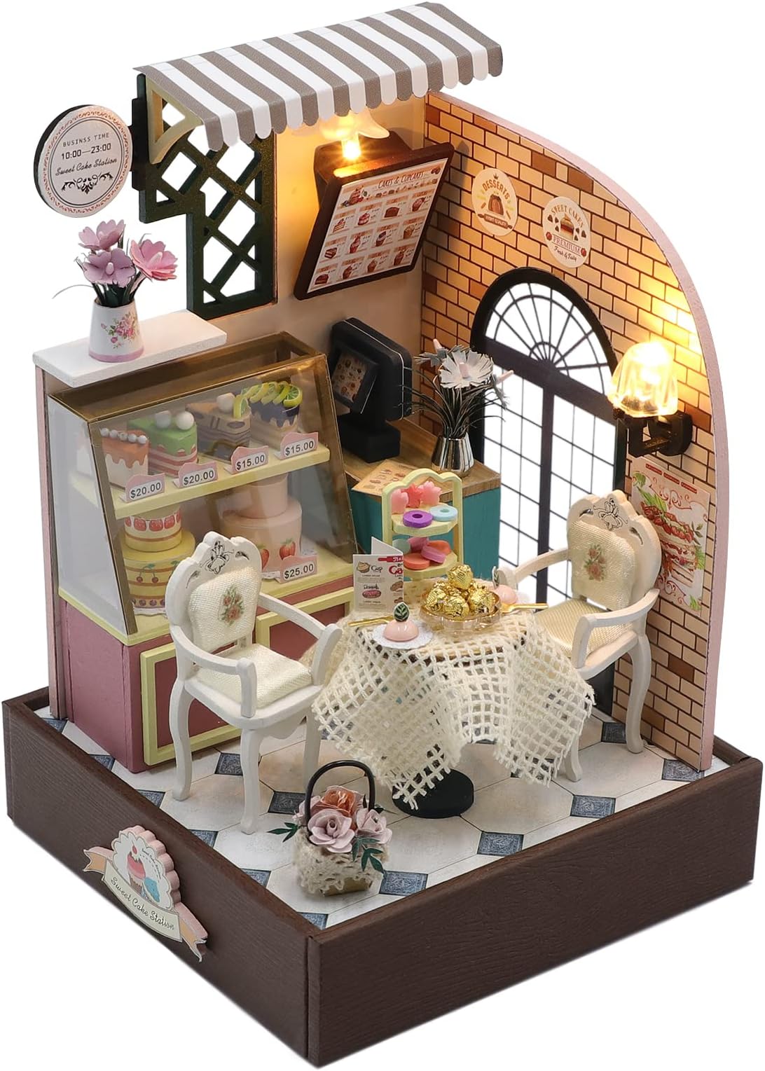 Dollhouse Miniature DIY House Kit Creative Room with Furniture for Romantic Artwork Gift (Sweet Cake Station)