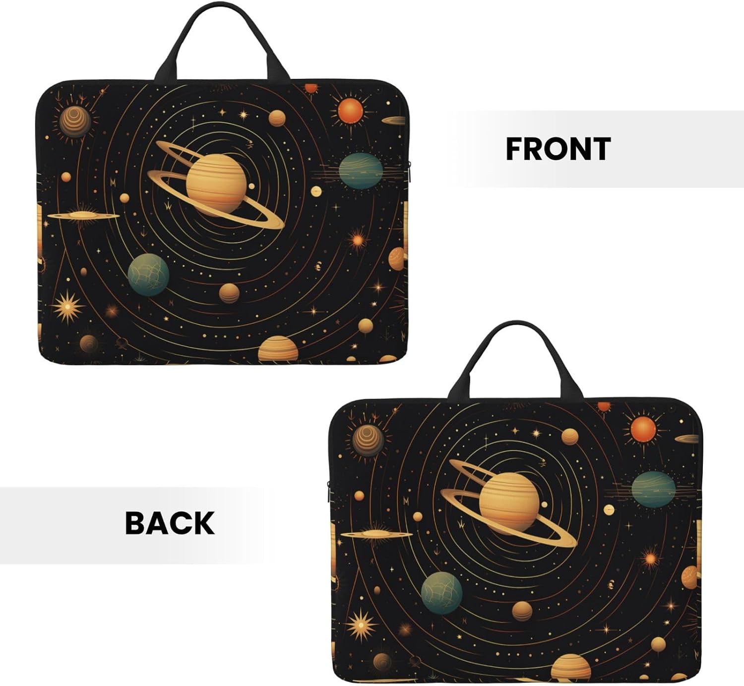 Retro Astronomical Pattern Laptop Case Sleeve 14 inch Shockproof Protective Notebook Case Travel Laptop Bag with Handle Waterproof Computer Cover Briefcase Handbags for Men Women image 3