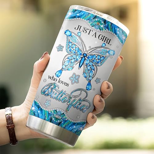 Miniatura 5 de CUBICER Vaso de mariposas de 20 onzas con tapa, acero inoxidable, aislado, taza de café, taza de viaje de doble pared, vasos de té para niñas