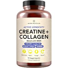 AMANDEAN Creatine HCl + Collagen + MSM Capsules, CON-CRET & OptiMSM, 90ct | CON-CRET creatine HCl + OVOLUX eggshell collagen + OptiMSM; 30 servings; strength, skin, joints