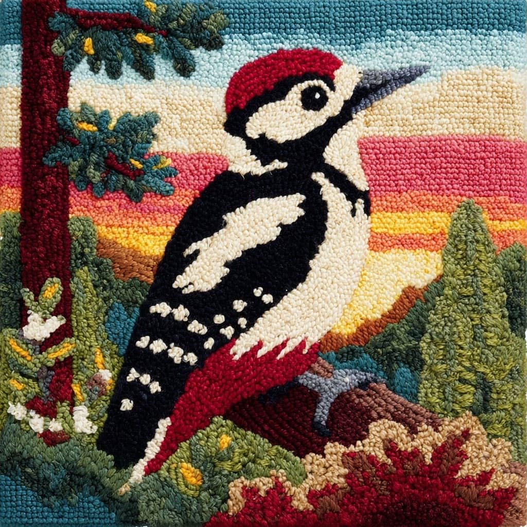 Henypt DIY Latch Hook Pillow Kits, Scenery and Birds