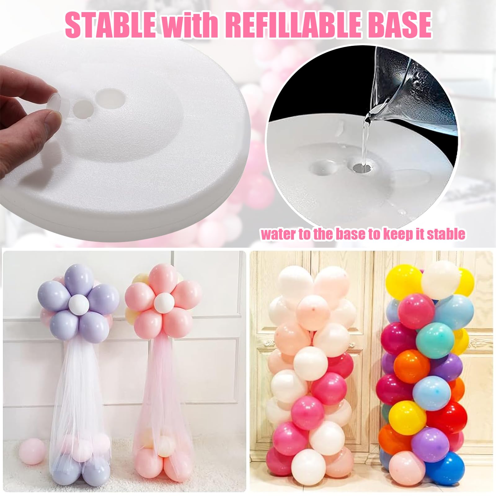 Kit Decorazione Palloncini - 2 Colonne 1.5m + Supporti Tavolo + 100 Punti Colla - Foto 11