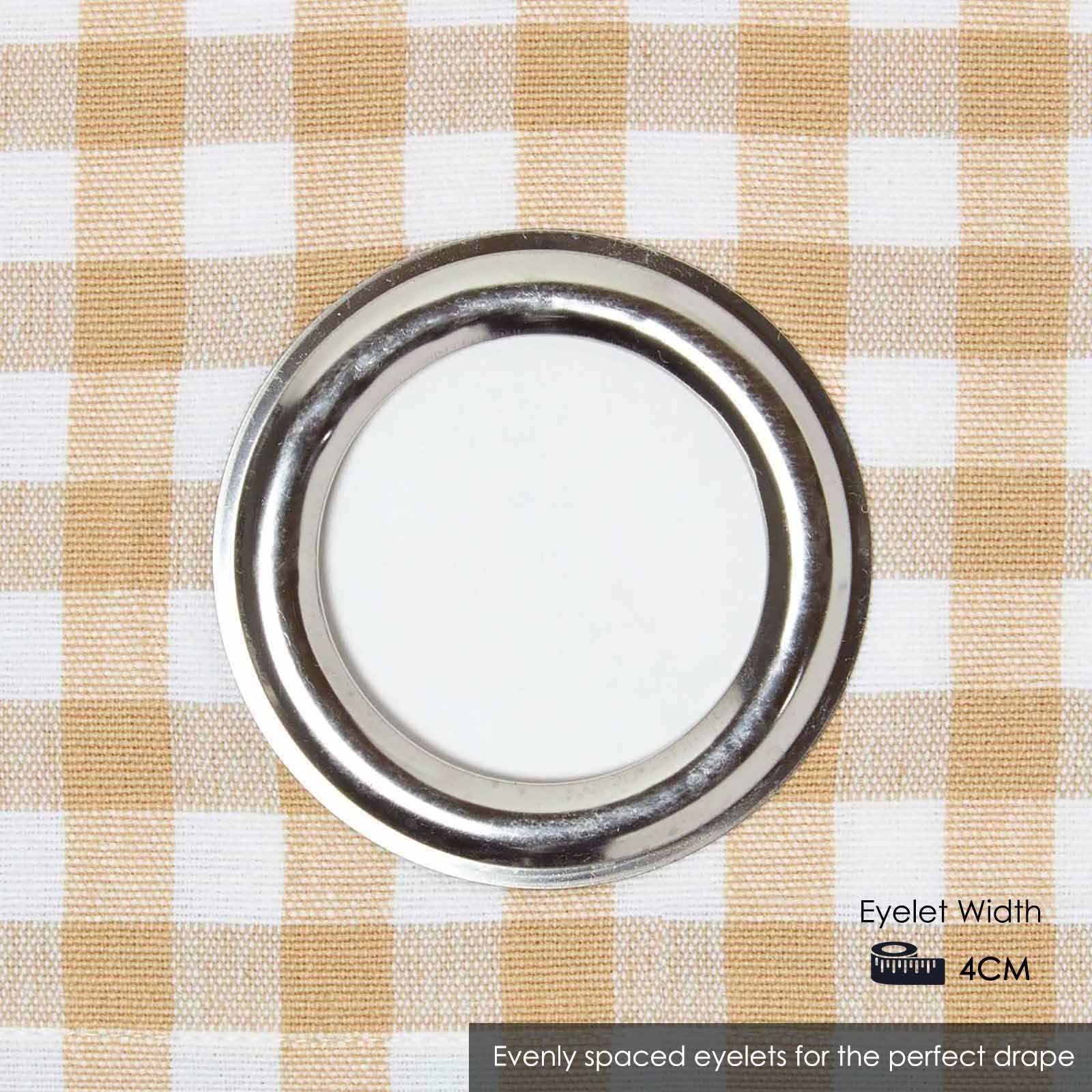 Homescapes handgewobener Vorhang Ösenvorhang Dekoschal Gingham im 2er Set, 137 x 182 cm, 100% Reine Baumwolle, beige weiß kariert