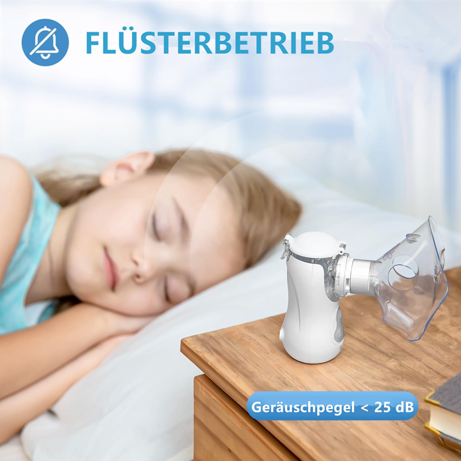 FEELLIFE Inhaliergeräte für Erwachsene, Inhalationsgerät Kinder, Inhalationsgerät Inhalator Vernebler Inhaliergerät, Nebulizer Baby Air Kids Mini Aerosol Inhalator Leiser Inhaliergerät