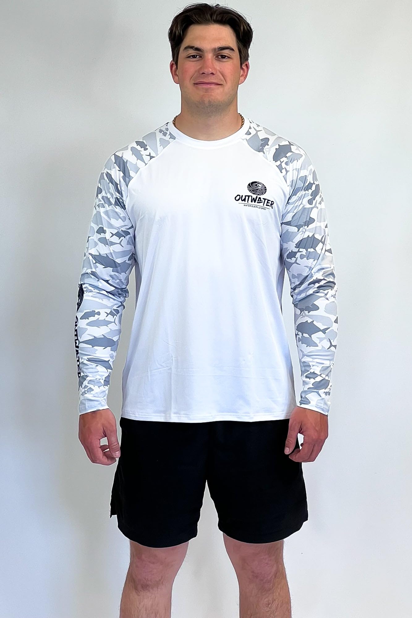 Seven Bass Camp One Fish Camo – Camiseta de pesca para hombre, protección solar, antirrayos UV, manga larga, UPF50+ | Pesca, Barco, Outdoor
