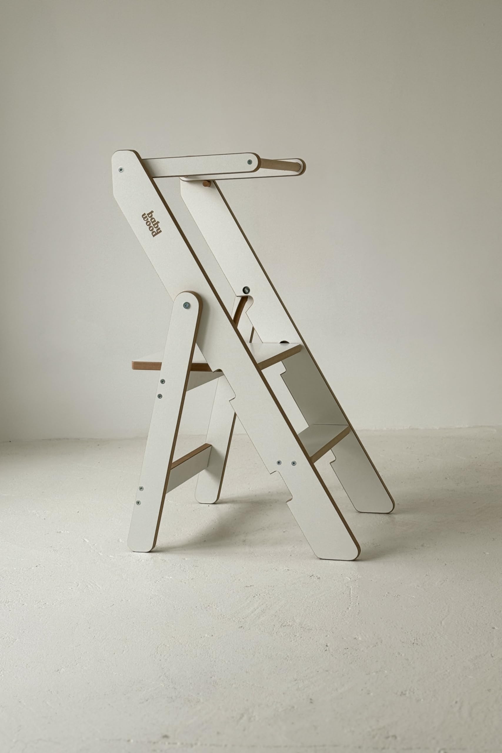 Lernturm Klappbar aus Holz, Lernturm faltbar, Küchenturm aus Holz, Klappbarer Küchenhelfer, Lerntower Montessori, Kleiner Lehrturm (Weiss)