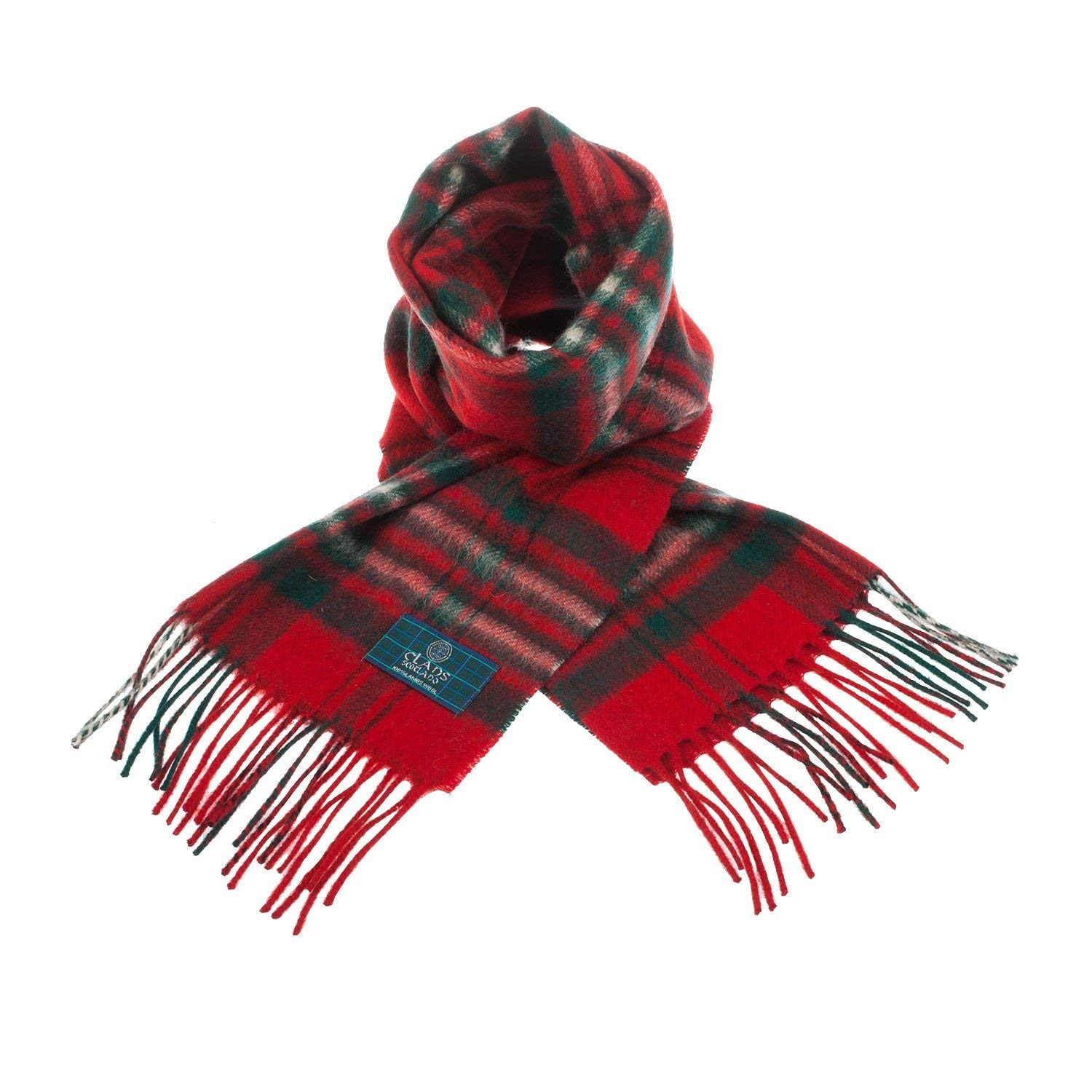 Clans Of Scotland Men's Scott Red Pure New Wool Scottish Tartan Scarf (One Size)