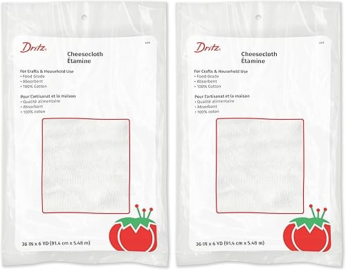 Dritz 606 Cheesecloth, grado alimenticio #10, 36 pulgadas x 6 yardas, color blanco (paquete de 2)