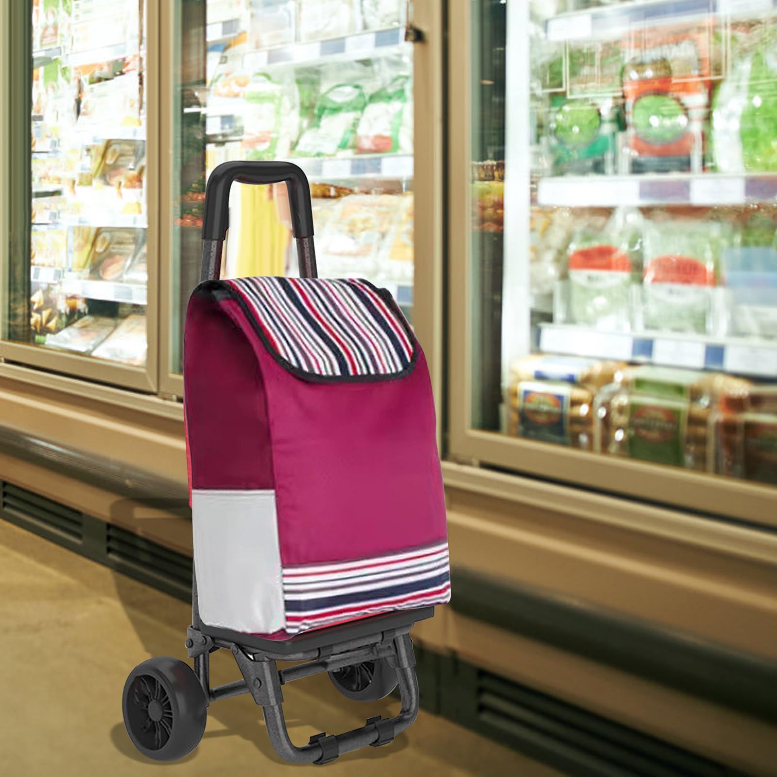 MagiDeal Sac De Remplacement Léger Et Tendance Pour Chariot De Courses - Rouge Gris, Poche Pratique Et Spacieuse