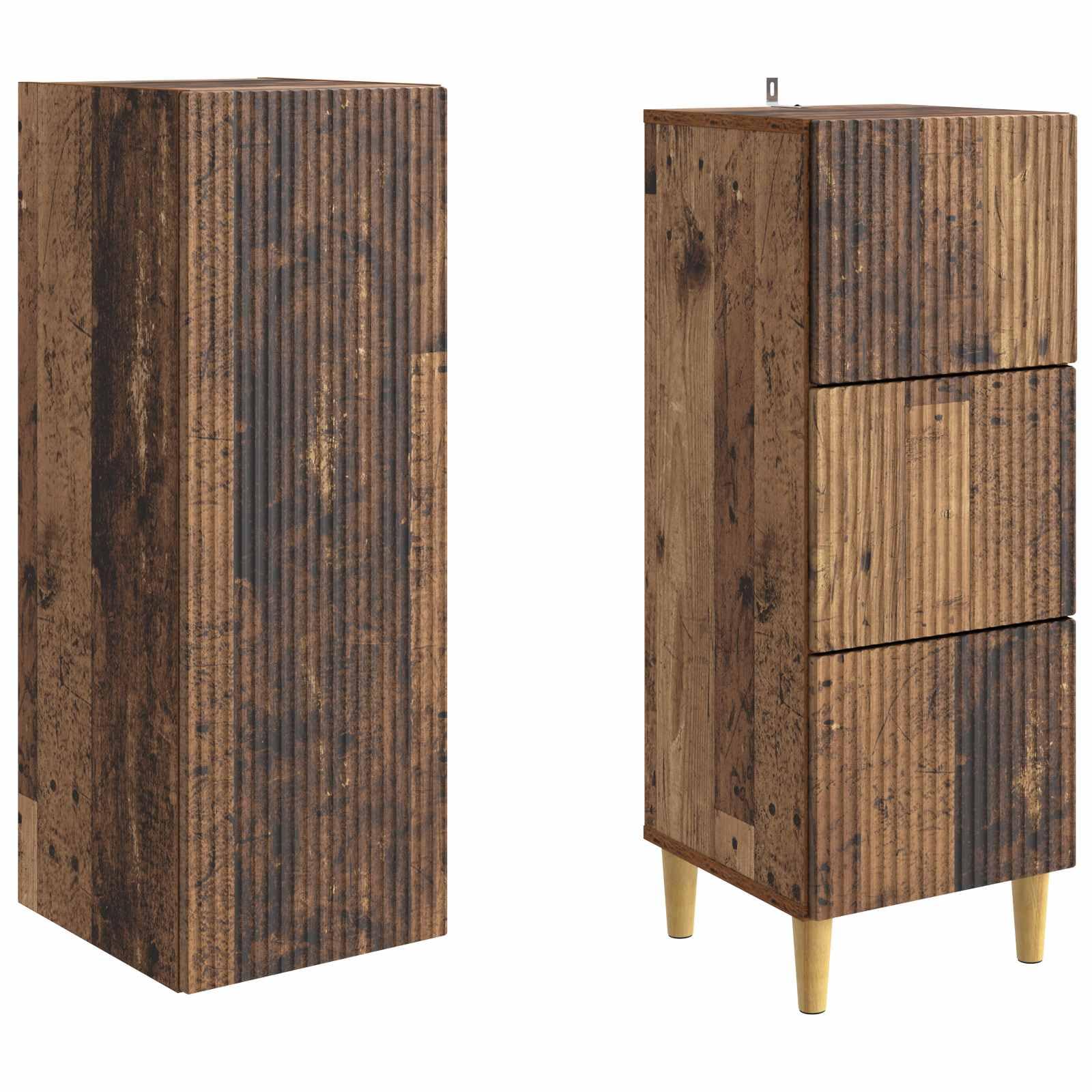2-częściowy zestaw szaf 33 x 34,5 x 90 cm, materiał drewnopochodny do salonu, ogrodu lub na balkon, z dużą ilością miejsca do przechowywania, montaż ścienny, nowoczesne wzornictwo, odporna na