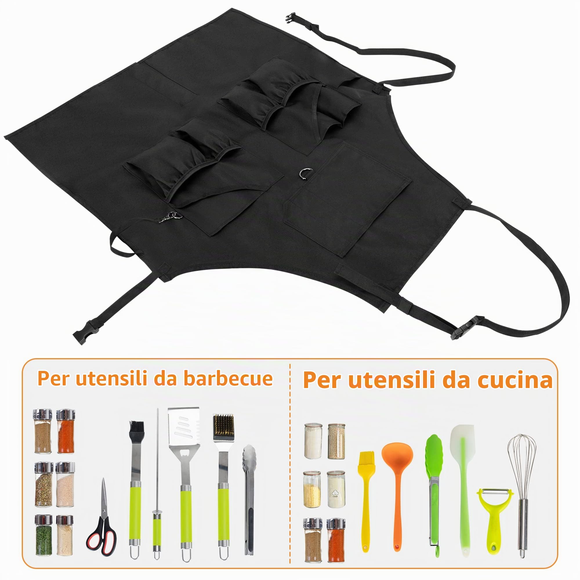 HODRANT Grembiule da Barbecue, Grembiuli da Cucina | Grembiule da Cucina Unisex con Lacci Regolabili Al Collo e in Vita – Ideale per Chef, Pittori e Falegnami