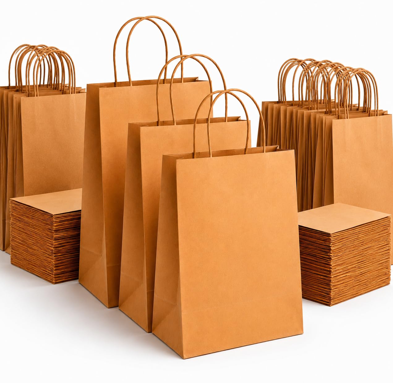 Kraft Paper Brown Gift Bags/Takeaway Bags with Strong Twisted Handles - Large - 33x25x12cm (50)