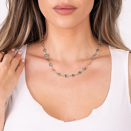 Vista 3 de Barzel Collar de Ojo Malvado Chapado en Oro de 18 Quilates - Fabricado en Brasil