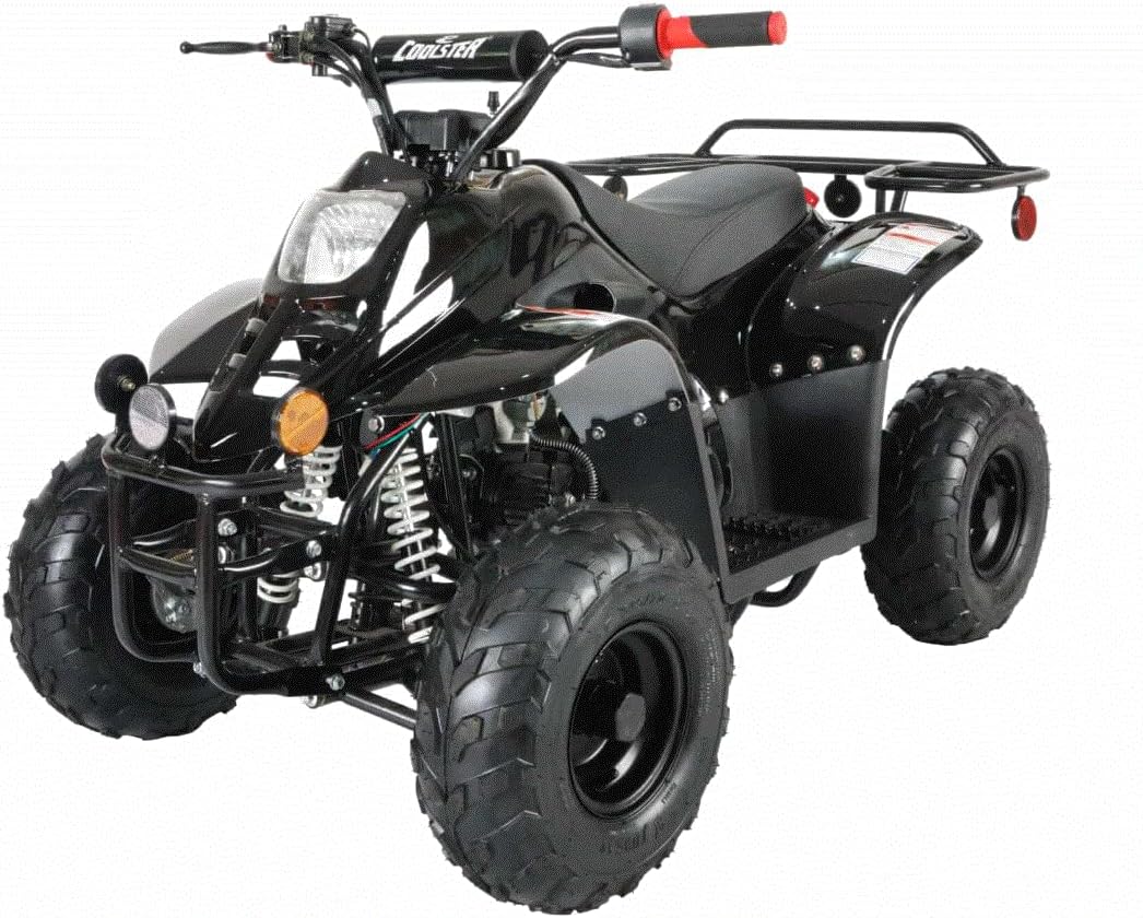 Upgraded 110cc Kids ATV Fully Automatic Gas Four Wheeler Quads with 6 inch Tires (Black Spider)