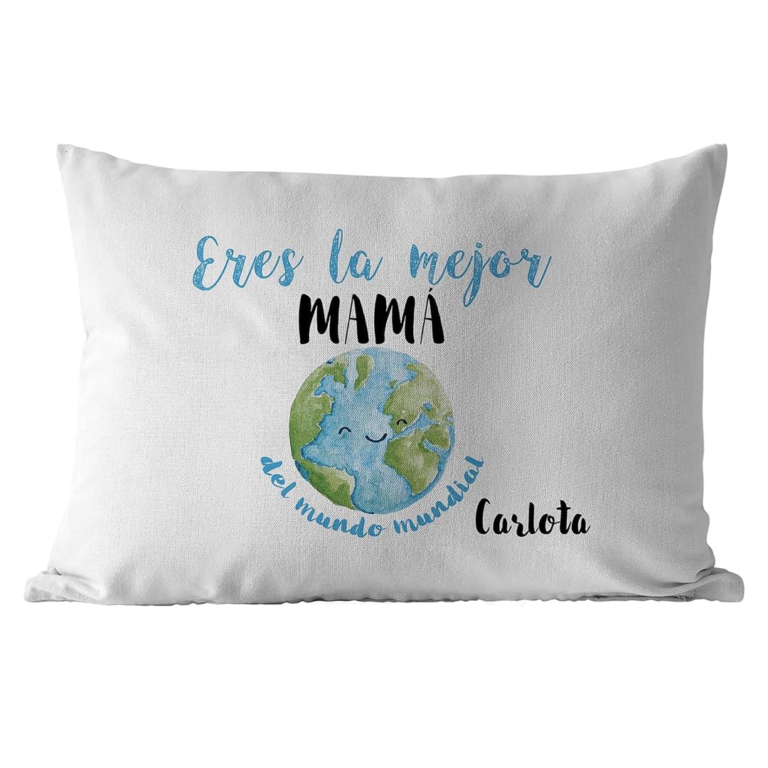 Cojines Personalizados Mamá Con Nombre | 50x30cm Con Relleno, Desenfundable con Cremallera | Cojin Personalizado Para Madre | Regalo Dia De La Madre | Cojín Personalizable, Eres la Mejor MAMÁ