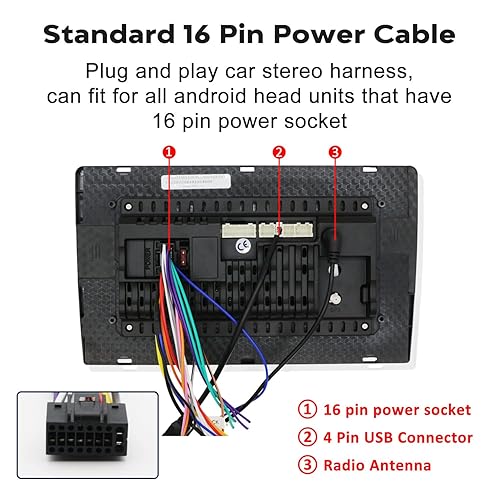 Miniatura 4 de Arnés de cableado estéreo para automóvil para 2012 y superior Toyota Radio Cable Adaptador Antena de Radio, Conector USB, Cable de Inversión