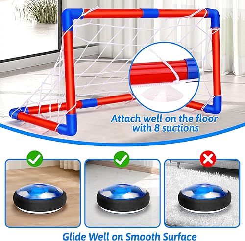 Miniatura 3 de Qirptey Juego de pelota de fútbol Hover 3 en 1 para niños con luces LED, juguetes de interior para niños, regalo de fútbol para niños de 6-8, 8-12,