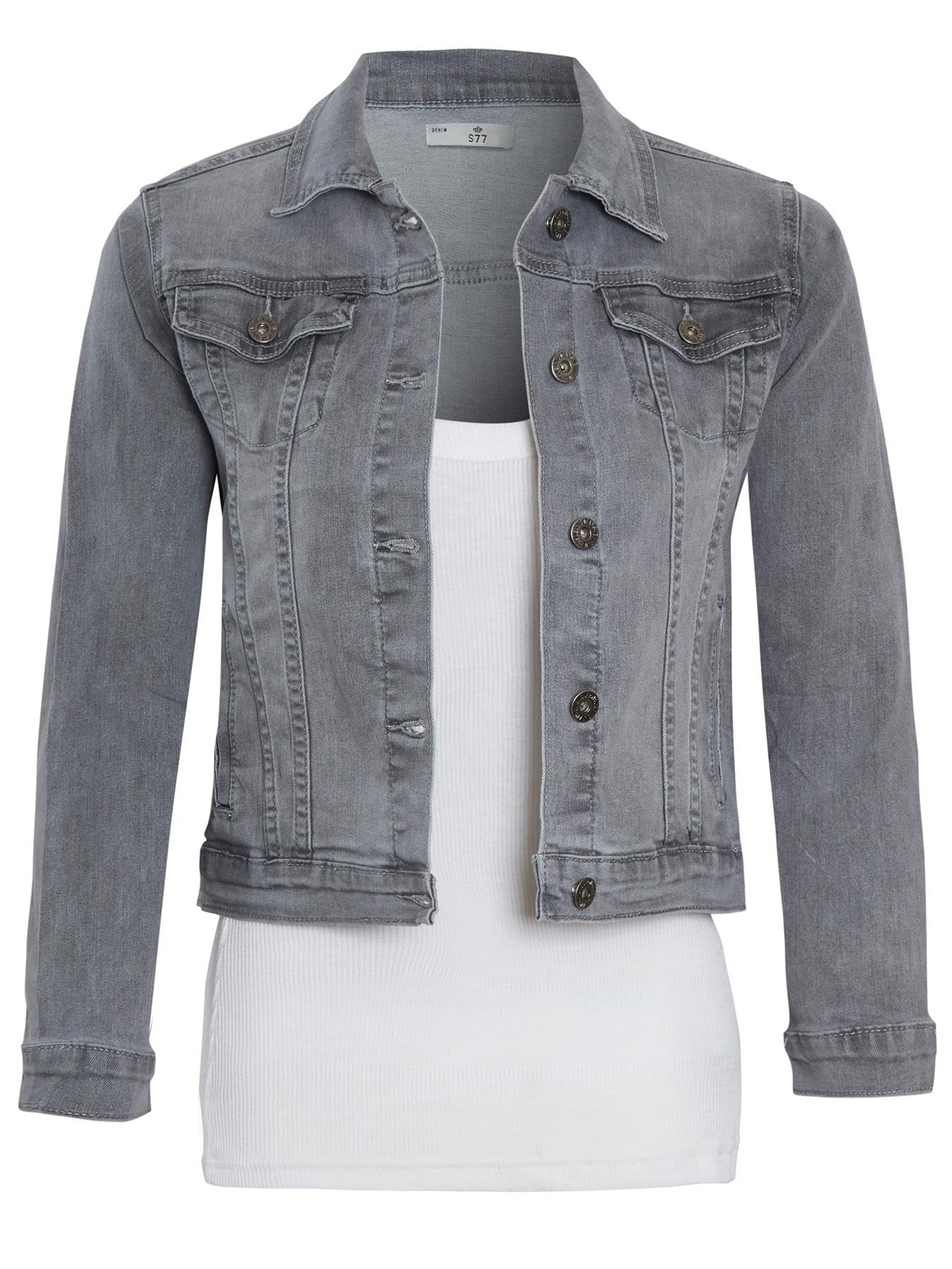 Ss7 Girls Denim Grey Denim Jacket Stretch Grey Blue