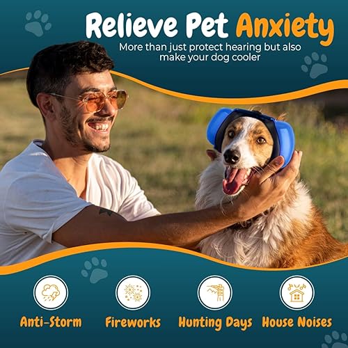 Miniatura 4 de CHOMIN Orejeras para perros para protección contra el ruido, orejeras NRR de 29 dB, auriculares con cancelación de ruido para perros, tapones para