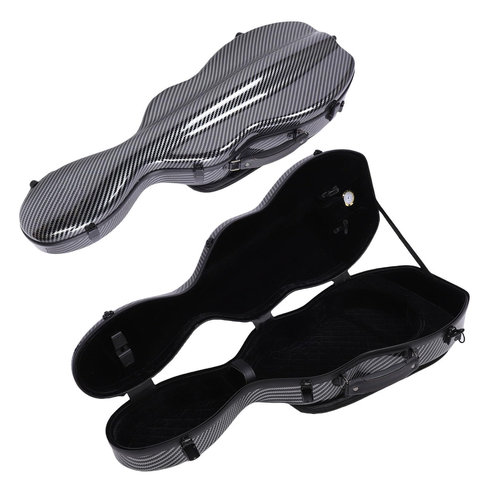 Estuche para Violín 4/4, Mochila Ligera de Fibra de Carbono con Medidor de Humedad Incorporado, 2 Correas para los Hombros para Violín de Tamaño Completo