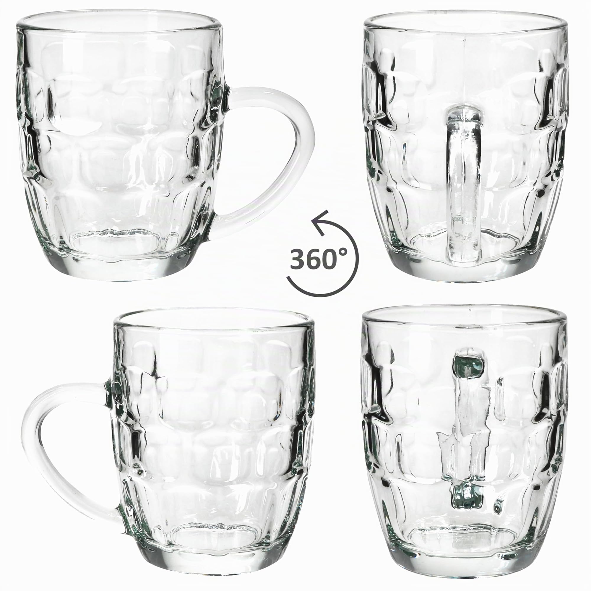 MamboCat Set di 6 tazze da birra Dijon I 200 ml, altezza 9,3 cm I per 6 persone I Tazza da birra in vetro con scudo, rilievo e manico I Tazze da birra da 0,2 l I Tazza da birra per feste