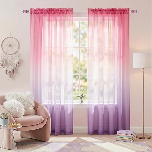 Miniatura 18 de Cortinas de Navidad KOUFALL para Sala de Estar, Cortina Roja y Verde Transparente de 84 Pulgadas de Largo, Cortinas de Vacaciones para Dormitorio