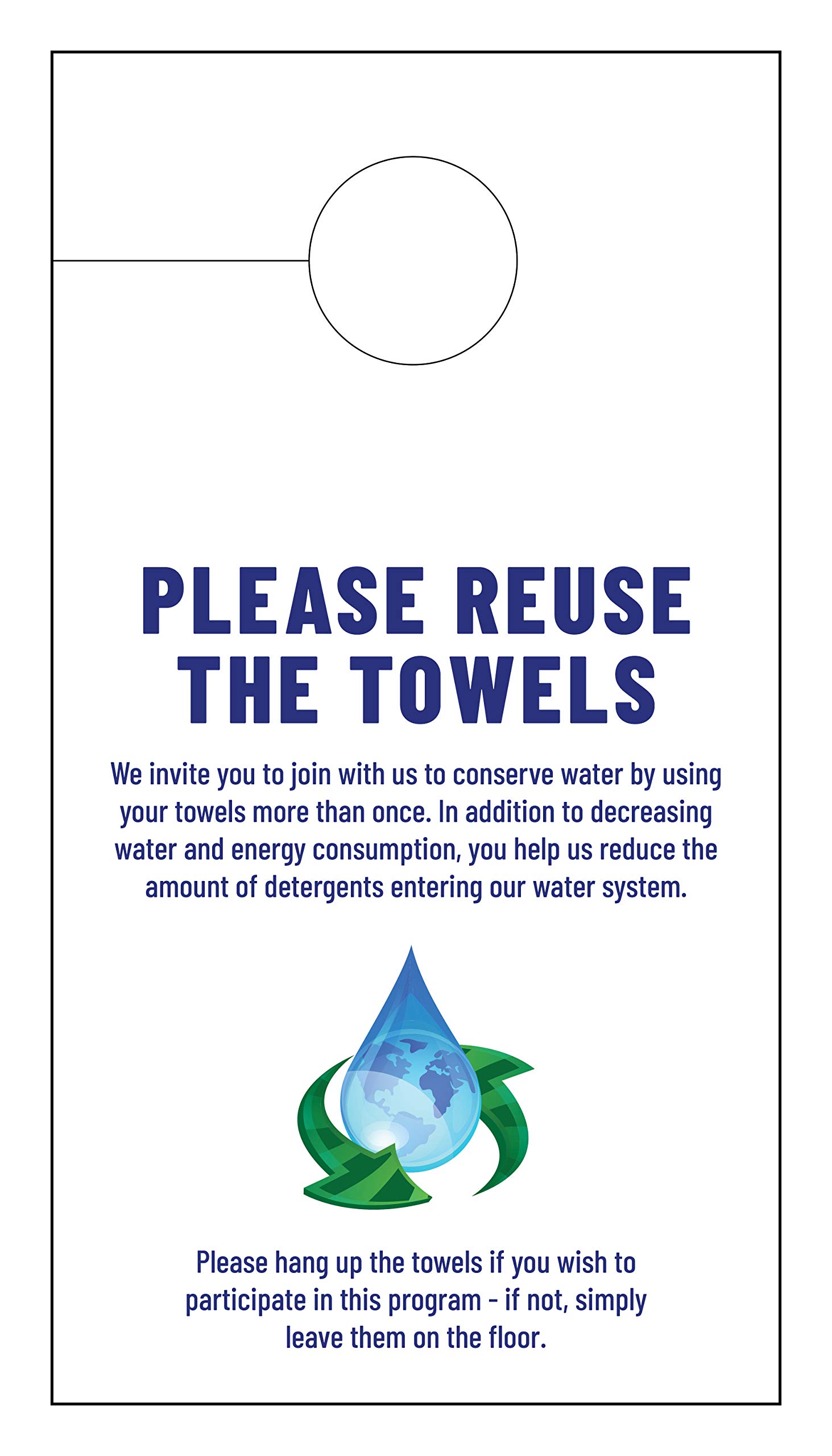 Modern Towel Reuse Door Hanger, Card for Home, Office