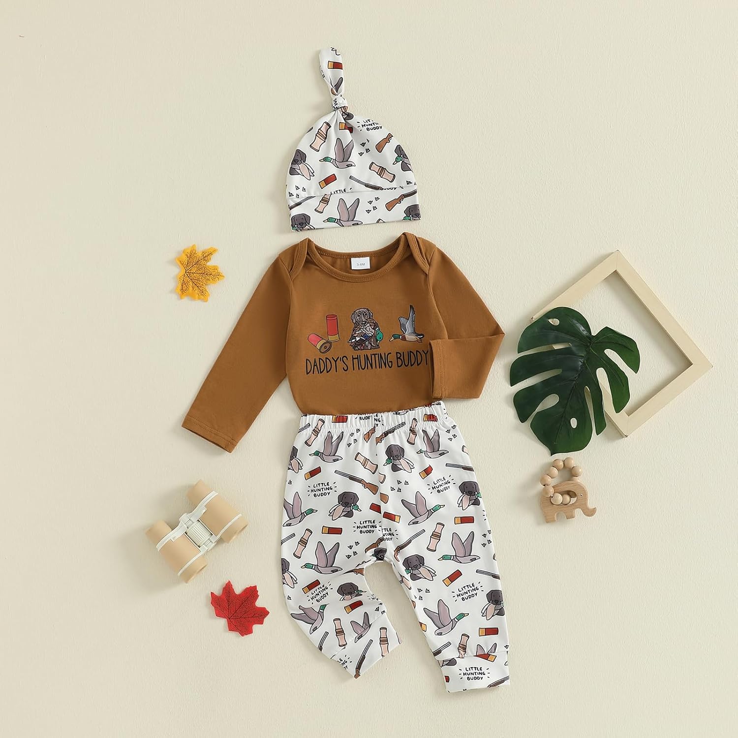 Baby Boy Hunting Clothes Retro Bodysuit Mallard Duck Deer Jogger Pants Hat Cute 3Pcs Newborn Coming Home Outfit Fall - Image 4
